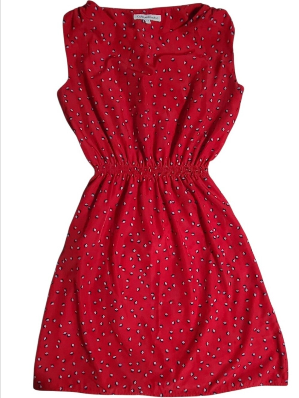 Catherine Malandrino Red Geometric Sleeveless Midi Dress - Small